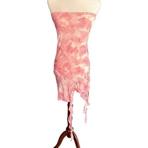 Caution‎ To The Wind Pink Tube Dress Sheer Ruffles Size XS/S Bodycon Sexy Girly